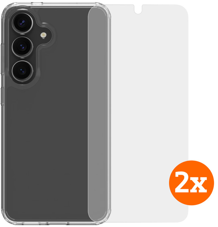 BlueBuilt Protective Back Cover Samsung Galaxy S25 Transparant + Screenprotector Duo Pack Main Image