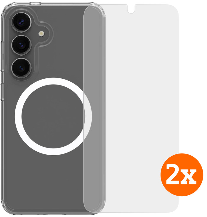 BlueBuilt Protective Back Cover Magneet Galaxy S25 Transparant + Screenprotector Duo Pack Main Image