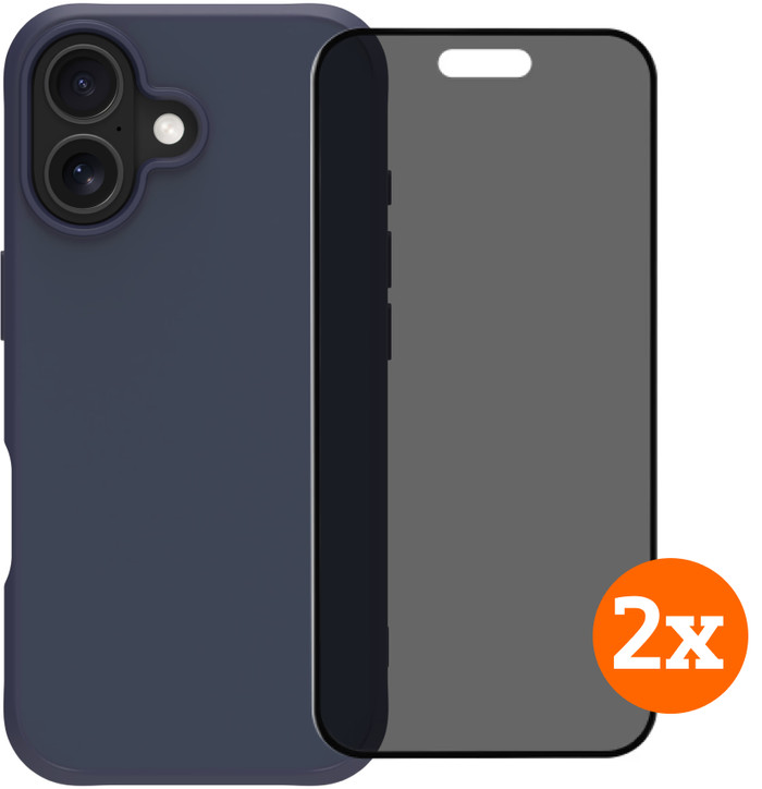 BlueBuilt Protective Back Cover iPhone 17 Blauw + Privacy Filter Screenprotector Duo Pack Main Image