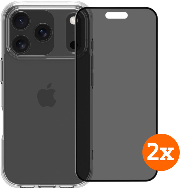 BlueBuilt Protective Cover iPhone 17 Pro Transparant + Privacy Screenprotector Duo Pack Main Image