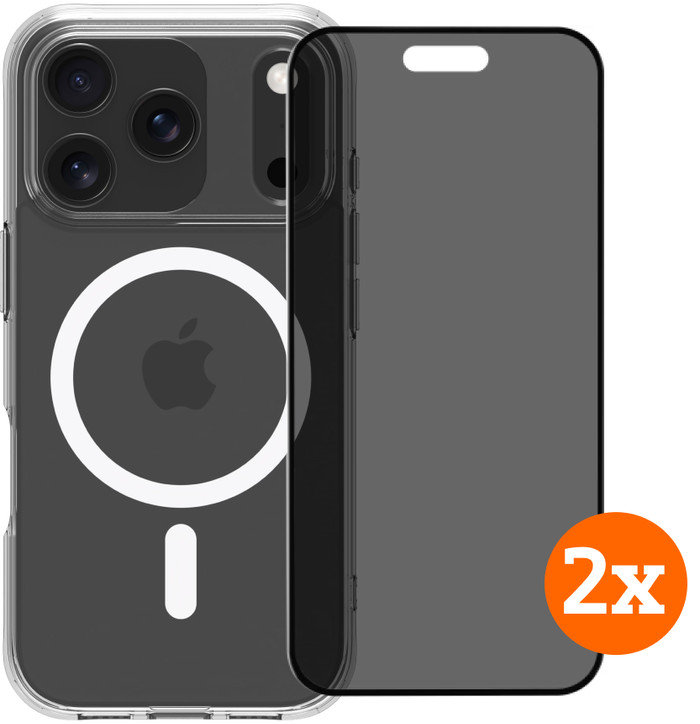 BlueBuilt Protective Back Cover MagSafe iPhone 17 Pro + Privacy Screenprotector Duo Pack Main Image