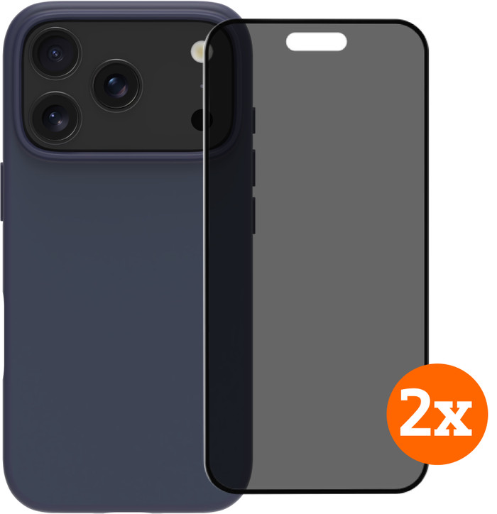 BlueBuilt Protective Cover MagSafe iPhone 17 Pro Blue + Privacy Screenprotector Duo Pack Main Image