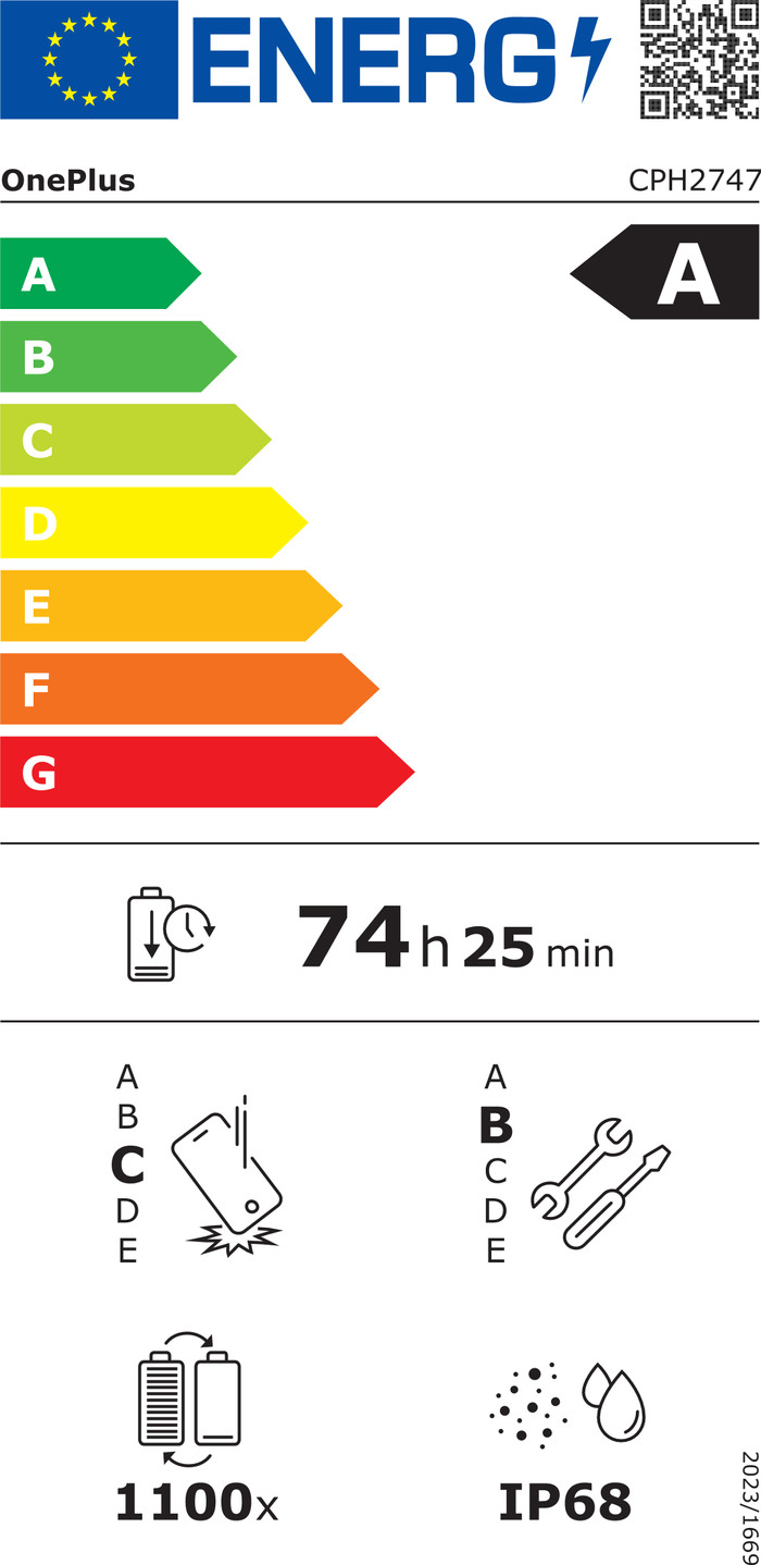 OnePlus 15 512 Go Noir 5G + OnePlus Chargeur SuperVOOC 120 W + Câble USB-C classe énergétique