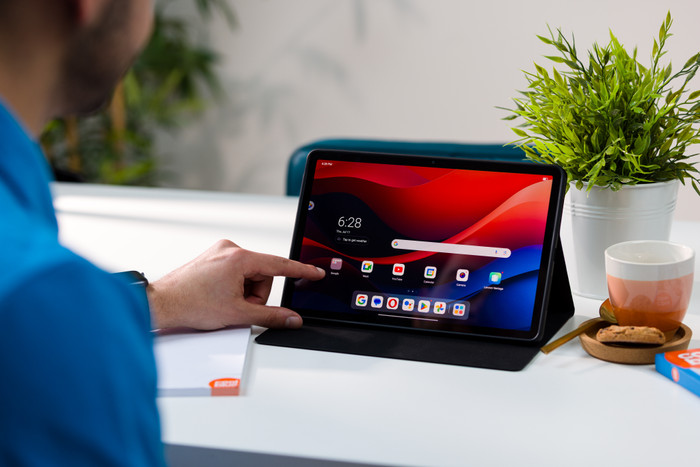 BlueBuilt Lenovo M11 Book Case Black product in use