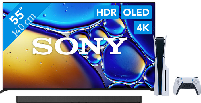 Sony 55" Bravia 8 II 4K QD-OLED + Sony Bravia Theatre Bar 8 Zwart + PlayStation 5 Main Image