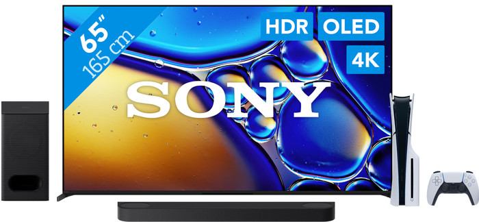 Sony 65" Bravia 8 II 4K QD-OLED + Sony Bravia Theatre Bar 6 Zwart + PlayStation 5 Main Image