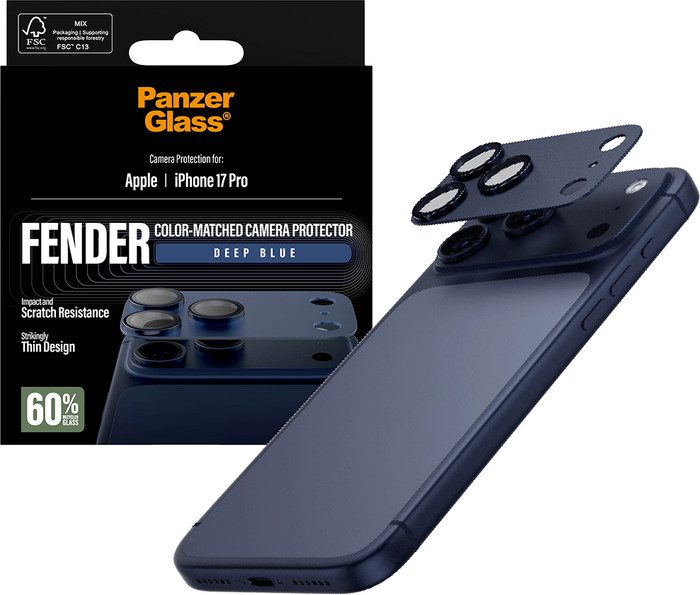 PanzerGlass Fender Apple iPhone 17 Pro Camera Lens Protector Glas Blauw samengesteld product
