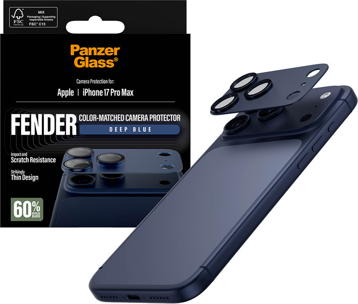 PanzerGlass Fender Apple iPhone 17 Pro Max Camera Lens Protector Glas Blauw detail