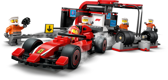LEGO City F1 Pitstop en Pitcrew met Ferrari Auto 60443 product in gebruik
