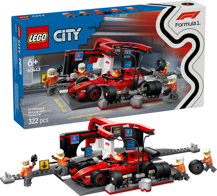 LEGO City F1 Pitstop en Pitcrew met Ferrari Auto 60443 rechterkant
