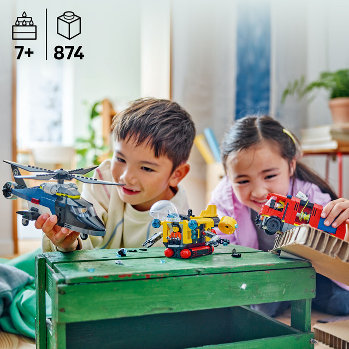 LEGO City - Hélicoptère, Camion de Pompiers et Sous-marin Modulable 60462 produit à l'usage