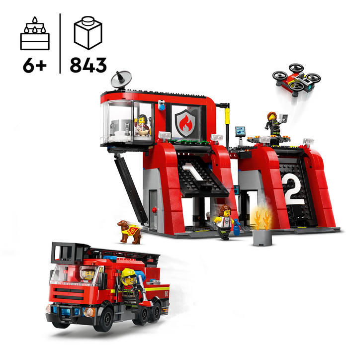 LEGO City Brandweerkazerne en Brandweerauto 60414 product in gebruik