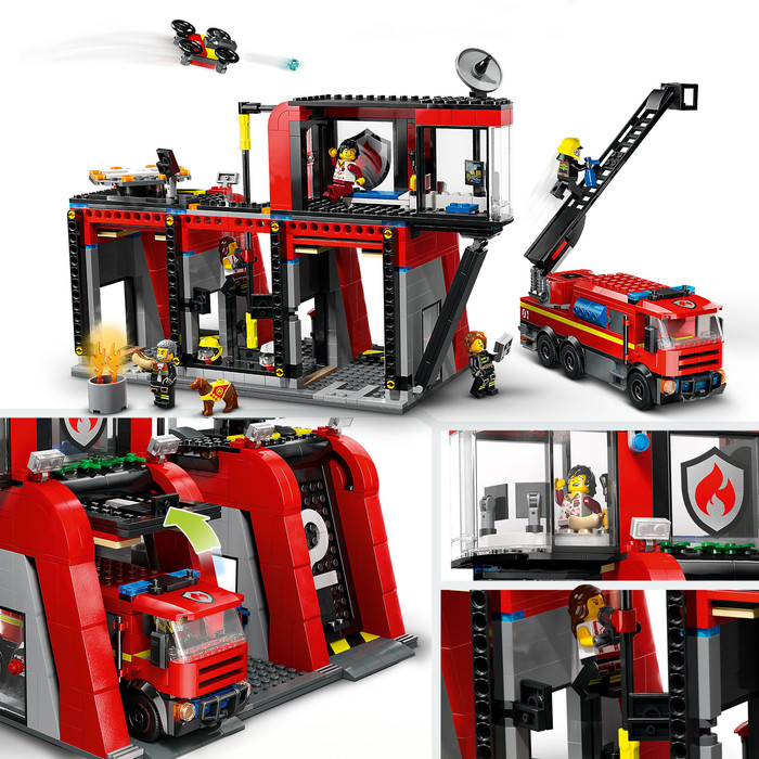 LEGO City Brandweerkazerne en Brandweerauto 60414 product in gebruik