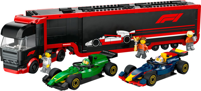 LEGO City F1 Truck met RB20 en AMR24 F1 auto's 60445 Main Image