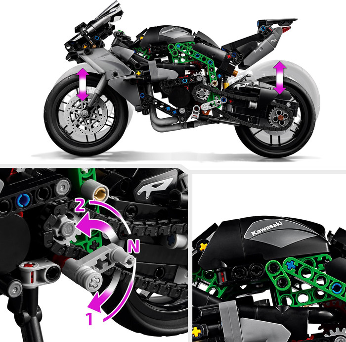 LEGO Technic Kawasaki Ninja H2R motor 42170 product in gebruik