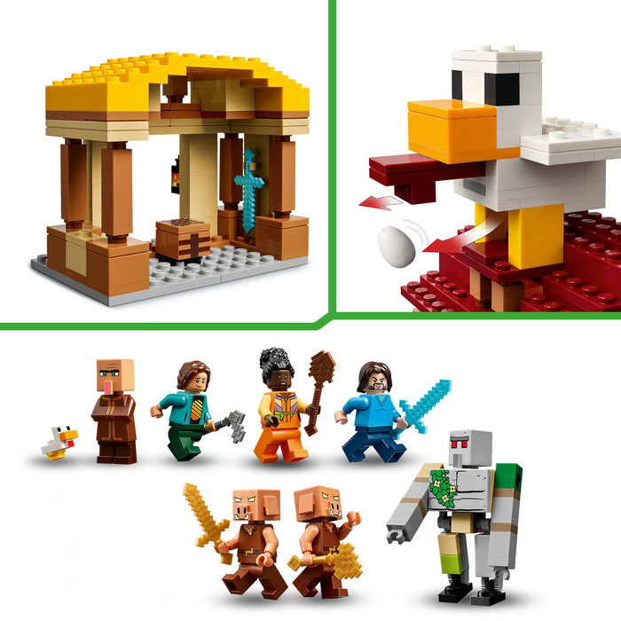 LEGO Minecraft De Ghast Ballon Aanval op het Dorp 21273 product in gebruik