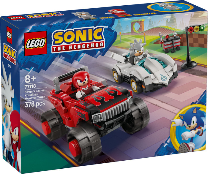 LEGO Sonic Silver's Car vs Knuckles' Monster Truck 77118 packaging