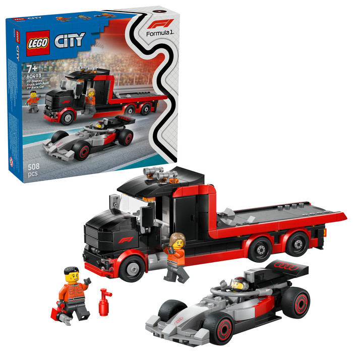 LEGO City F1 Displaytruck met Audi F1 racewagen 60493 rechterkant