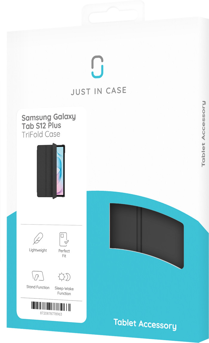Just in Case Samsung Galaxy Tab S12 Plus Tri-Fold Book Case Noir emballage