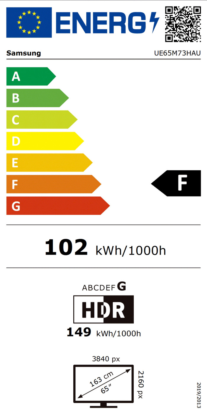 Samsung Mini-led 65" M73H (2026) energielabel