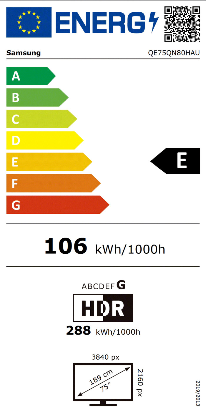 Samsung Neo QLED 75" QN80H (2026) energielabel