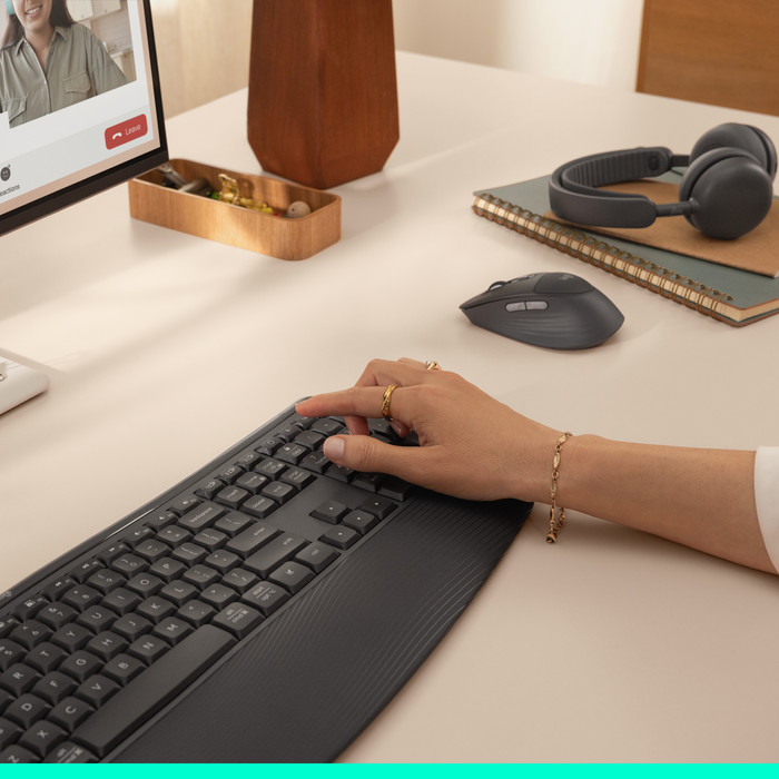 Logitech MK880 Signature Comfort Plus Wireless Keyboard and Mouse Combo Graphite QWERTY product in use