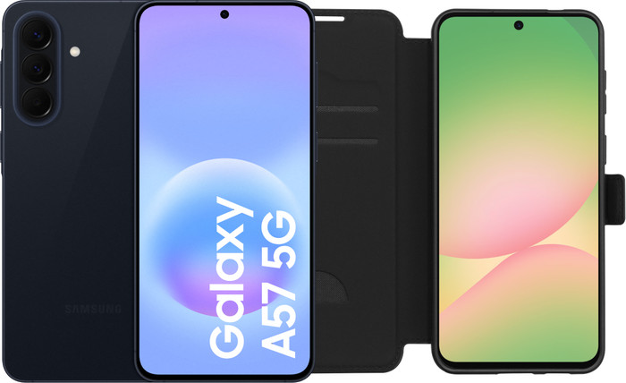Samsung Galaxy A57 256 Go Bleu Foncé 5G + BlueBuilt Book Case Noir Main Image