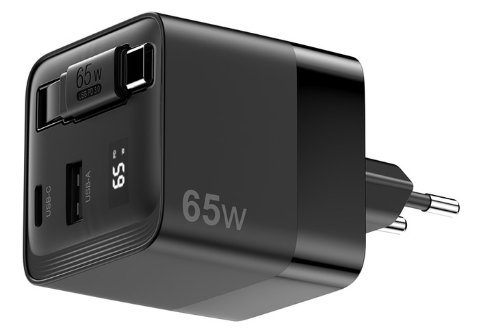Sitecom 65W GaN Oplader met Uittrekbare Kabel Main Image
