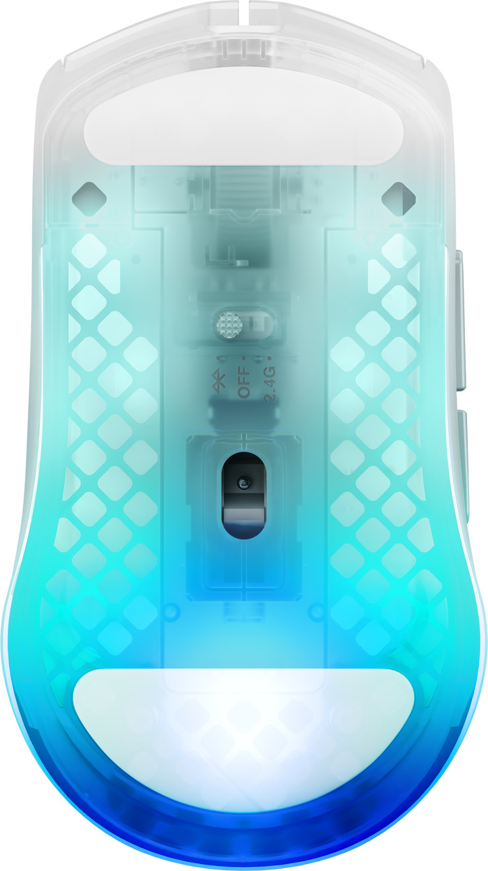 SteelSeries Aerox 3 Draadloze Gaming Muis Wit onderkant