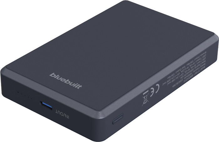 BlueBuilt Draadloze Powerbank met MagSafe en Qi2 10.000 mAh met Snelladen Grijs bovenkant