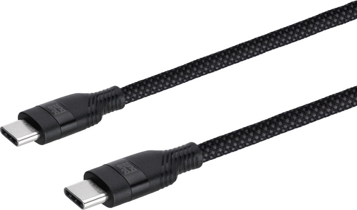BlueBuilt 140W GaN Usb C Oplader Zwart + Usb C Kabel 240W 2m Nylon Zwart linkerkant