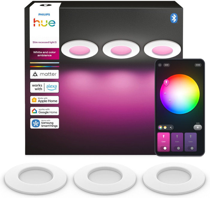 Philips Hue Inbouwspot Slim 3-Pack - White and Color - 90mm - Wit Main Image