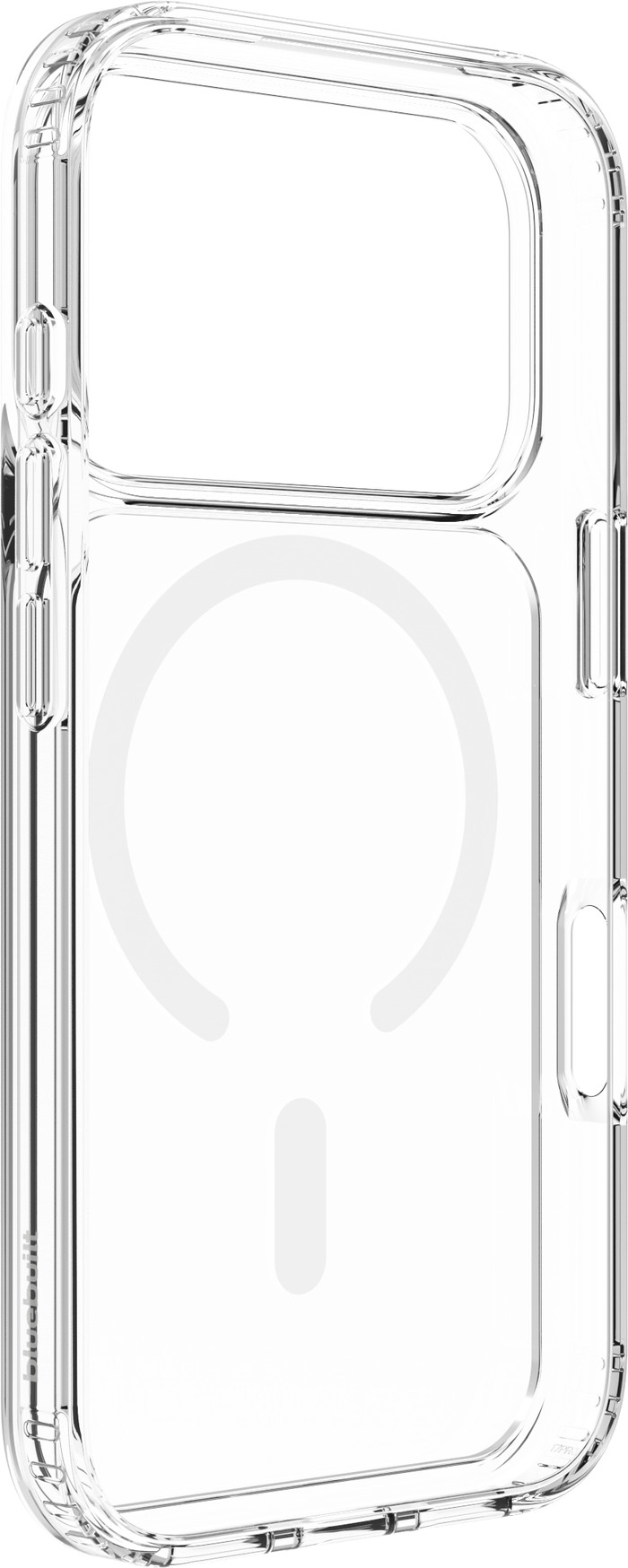 BlueBuilt Protective Back Cover avec MagSafe iPhone 17 Pro Transparent + BlueBuilt iPhone 17 Pro Protège-écran Verre côté droit