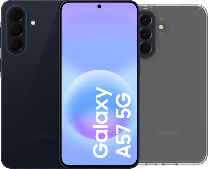 Samsung Galaxy A57 256Go Bleu Foncé 5G + BlueBuilt Back Cover Transparent Main Image