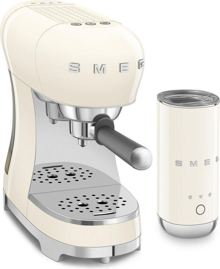 SMEG ECF12CREU Creme + melkopschuimer linkerkant