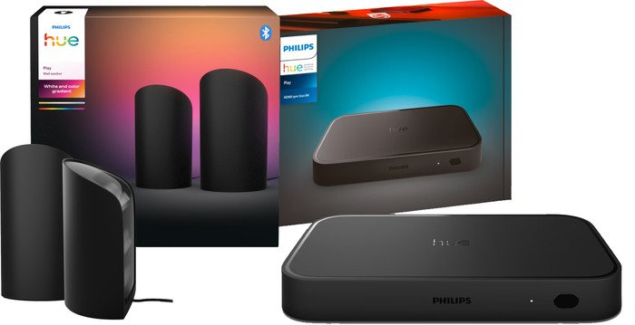 Philips Hue Play Wall Washer Zwart -Duo Pack + HDMI Sync Box 8K Main Image