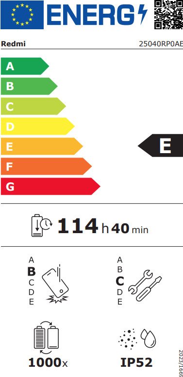 Redmi Pad 2 11 inch 128GB Wifi Grijs energielabel