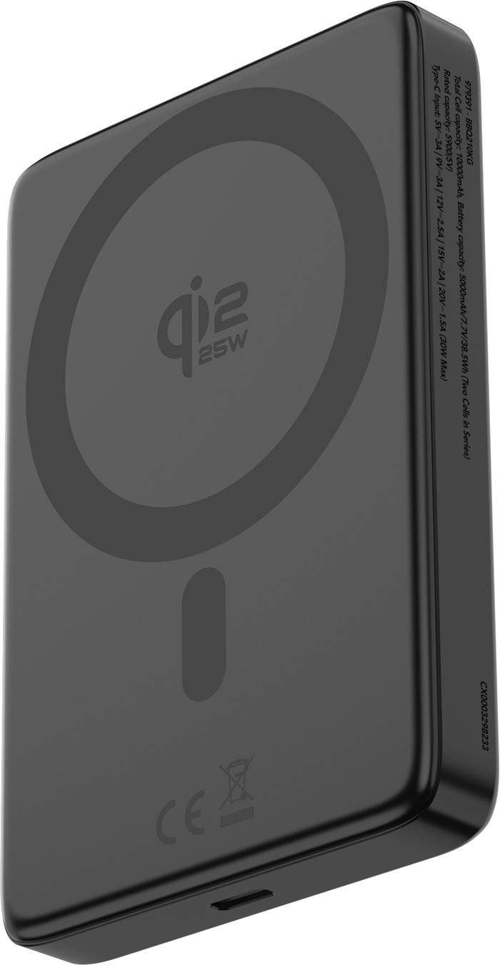 BlueBuilt Draadloze Powerbank met Qi2.2 en MagSafe 10.000 mAh met Snelladen 25 Watt Grijs rechterkant