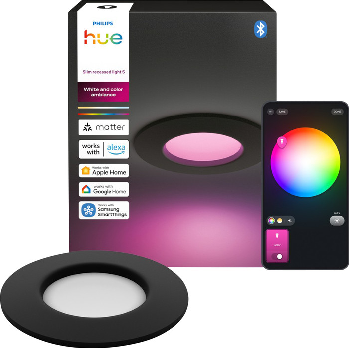 Philips Hue Spot Encastré Slim - White and Color - 90 mm - Noir Main Image