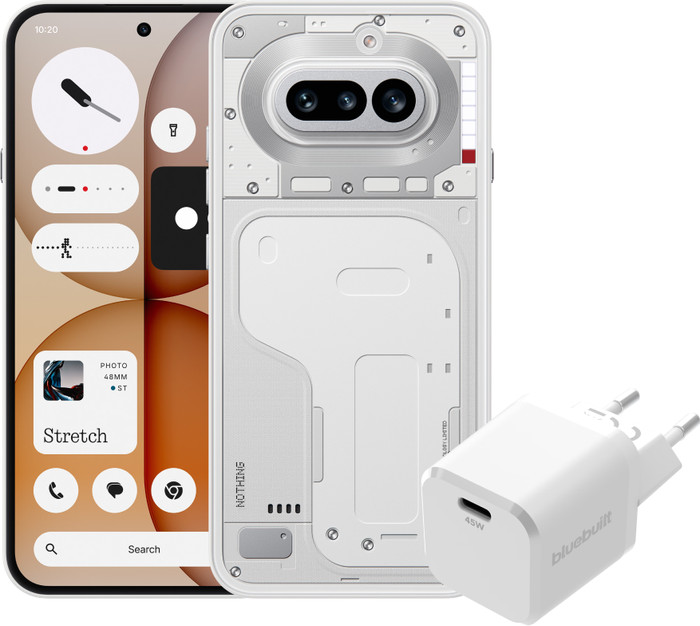 Nothing Phone (4a) 128GB Wit 5G + BlueBuilt Oplader met Usb C Poort 45W Wit Main Image