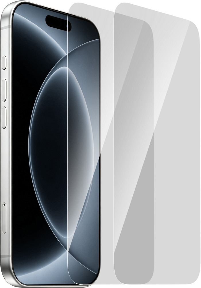 BlueBuilt iPhone 18 Pro Screenprotector Glas Duo Pack voorkant