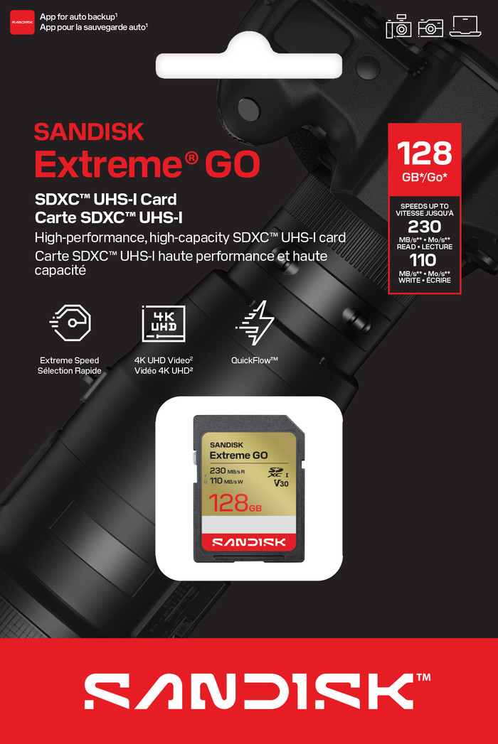 Sandisk Extreme GO SDXC 128 Go 110 Mo/s emballage