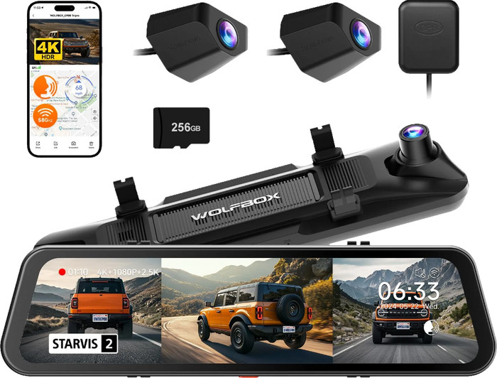 Wolfbox G900 Tripro Bumper 3CH 4K Wifi GPS 256GB accessoire