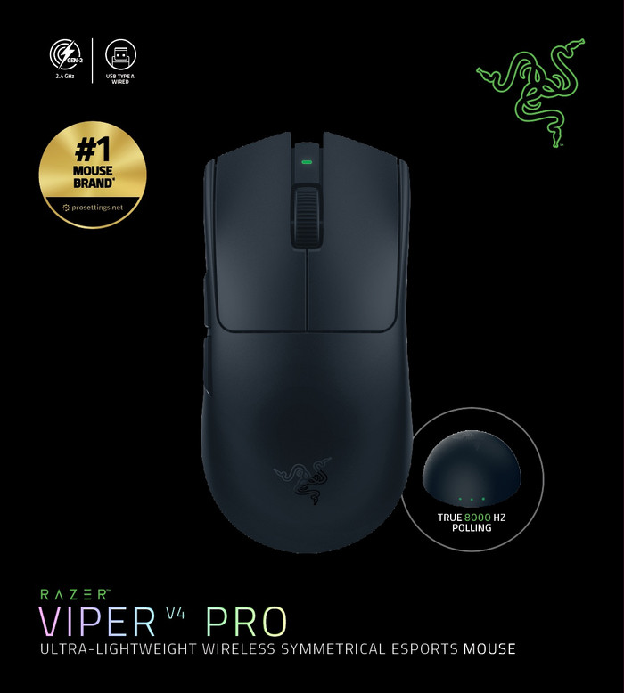 Razer Viper V4 Pro Wireless Gaming Muis Zwart visual leverancier