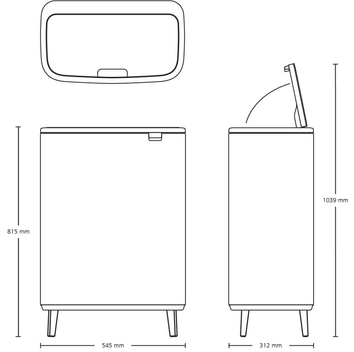 Brabantia Bo Touch Bin Hi Trash Can 2x 30L Matte Steel Fingerprint Proof visual supplier