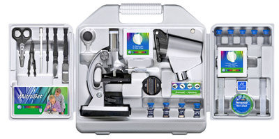 Bresser Junior microscope set 300x-1200x with case inside
