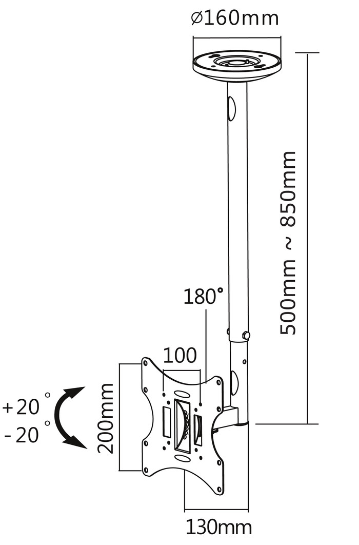 Neomounts FPMA-C060BLACK Support TV pour Plafonds Noir visuel fournisseur