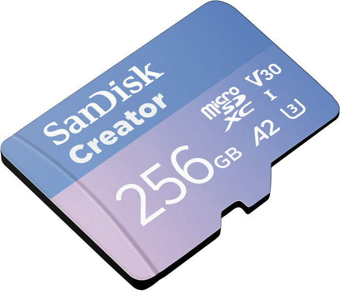 SANDISK MicroSDXC Creator 256GB 130MB/s linkerkant