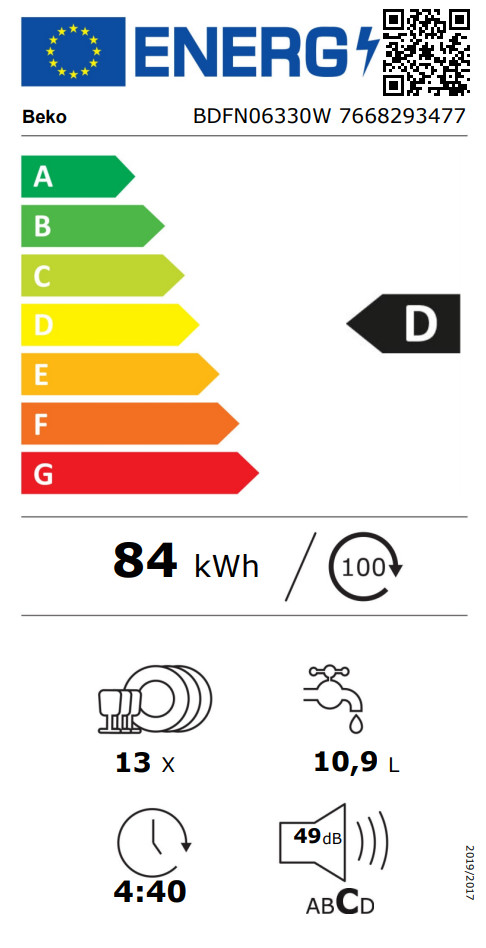 Beko BDFN06330W energielabel