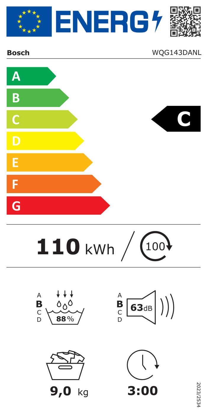 Bosch WQG143DANL classe énergétique